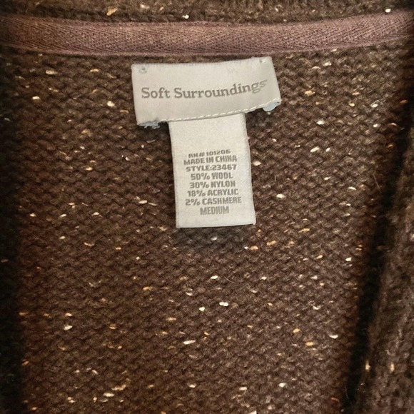 Soft Surroundings M Chateau Cardigan Sweater Duster Brown Wool Cashmere Long - Picture 3 of 7